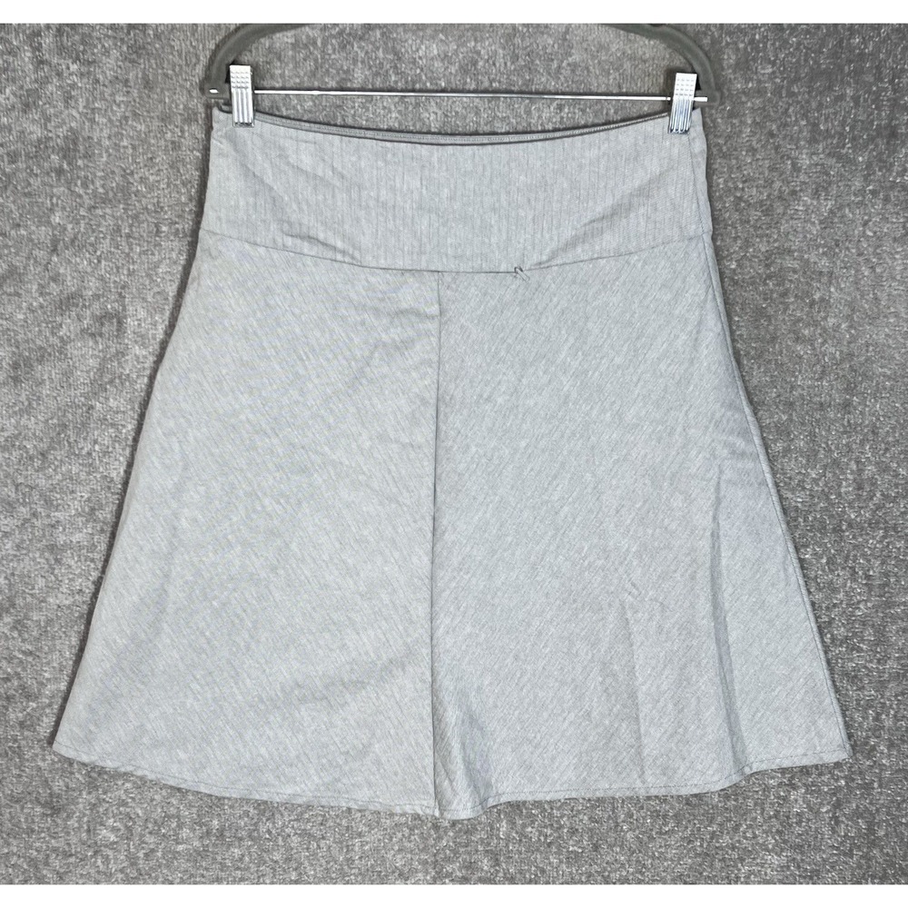 Betabrand A-Line Pinstripe Skort Womens Sz Large Gray Blue Stretch Back Pocket